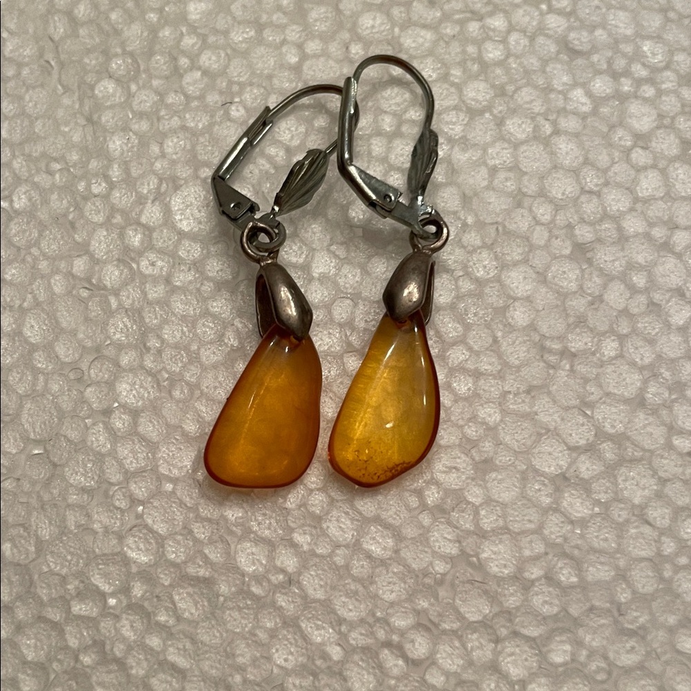 Amber Natural  Drop Earrings hand made